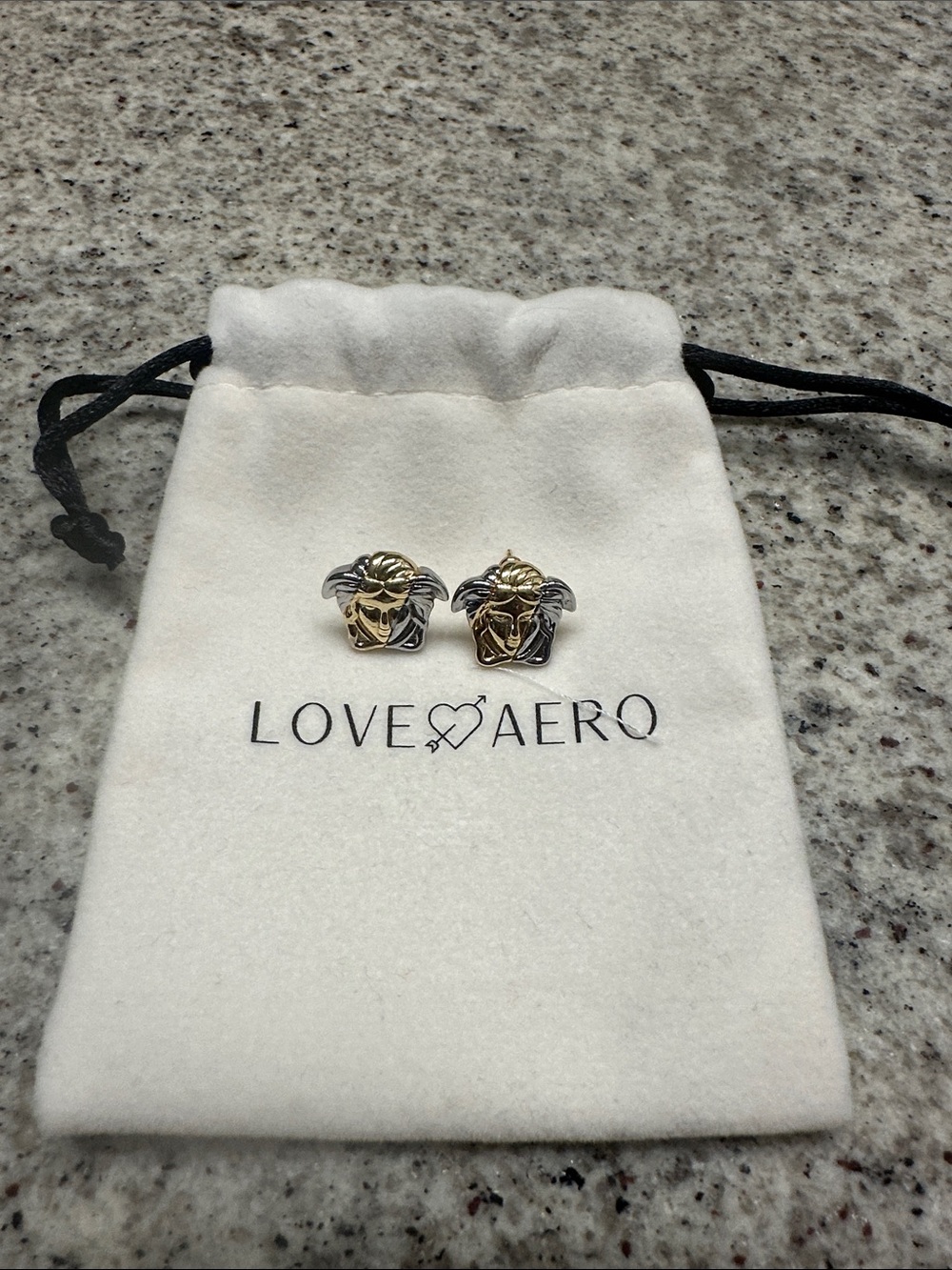 Two-Tone Gold & Silver Lion Head Stud Earrings